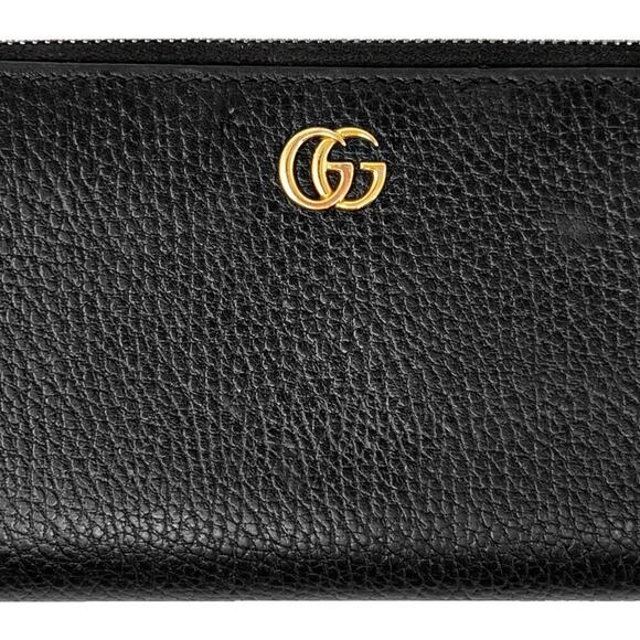 GUCCI Black Pebbled Leather Marmont Zip-Around Wallet - Picture 2 of 9